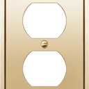 ENERLITES Duplex Receptacle Outlet Metal Wall Plate, Stainless Steel Outlet Cover, Corrosion Resistant, Size 1-Gang 4.50" x 2.76", 7721-PB, Stainless Steel 201, Polished Brass, Gold