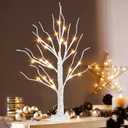 PEIDUO Artificial Tree for Christmas Decorations, 2FT Birch Tree with LED Lights, Warm White Fairy Lights Spirit Tree Lamp for Home Indoor Tabletop Centerpiece, Battery Powered, Timer