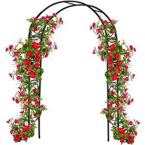 Garden Arch Trellis for Climbing Plants Outdoor Metal Trellis Wedding Arch Frame Assemble Freely 2 Sizes for Roses Vines Bridal Party Decoration, Black