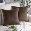 Phantoscope Pack of 2 Velvet Decorative Throw Decorative Pillow Cover Soft Solid Square Cushion Case for Couch Dark Coffee 20 x 20 inches 50 x 50 cm (20" x 20" (Pack of 2), Dark Coffee)