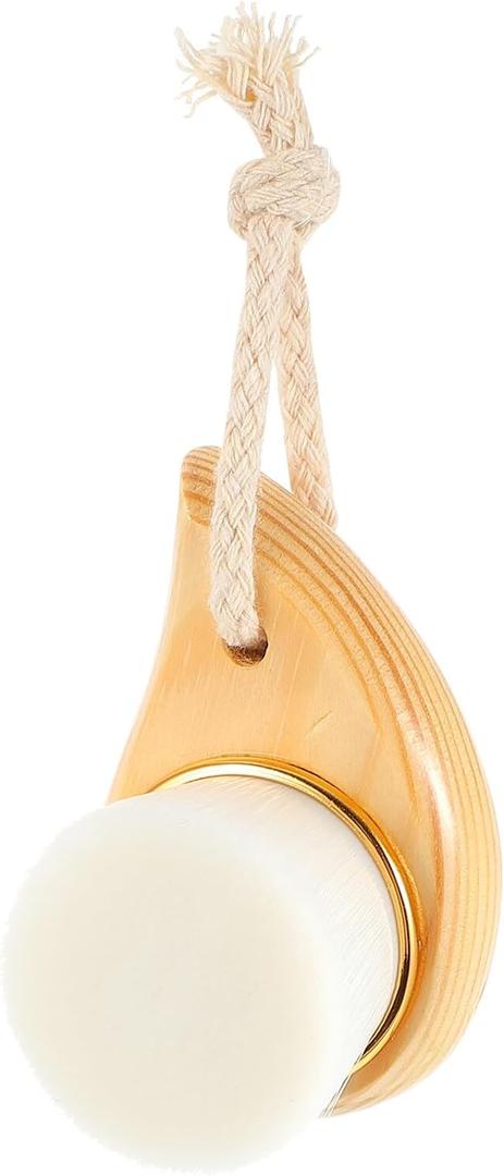 FUOYLOO Wood Handle Facial Brush for Gentle Deep Pore Cleansing Makeup Removal and Exfoliation Soft Bristle Face Scrubber for Home Skin Care Suitable for Daily Use and Sensitive Skin