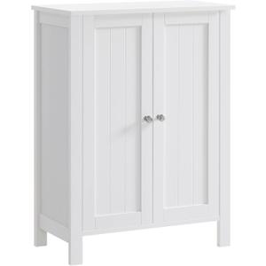 VASAGLE Floor Storage Cabinet, Freestanding Storage Unit with 2 Adjustable Shelves, for Bathroom Living Room Dining Kitchen, 11.8 x 23.6 x 31.5 Inches, Cloud White UBCB60WV1