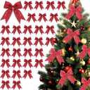 2 x CN 30 Pcs Christmas Tree Bows, Red Christmas Bows for Present, Bow Tie Ribbon Twist Tie Xmas Tree Ornaments Bows for Gift Wrapping Wreaths Decorations (Red)