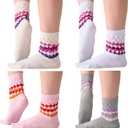 Women's Slouchy Socks Soft Casual Calf Socks Retro Scrunch Crew Socks 3/4 Pairs (S)