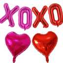 16 Inch Red XO Pink XO Red Heart Balloons, 6 Pcs Letters XOXO Balloons Red Heart Balloons Banner for Valentine's DAY Wedding Ceremonies Party Decorations Red XOXO