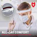 NoCry Protective Face Shield Mask with Adjustable Headband and 2 Reusable Plastic Visors Flip-Up Design with Durable Metal Hinges Anti-Slip Forehead Padding Fits Over Glasses