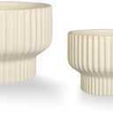 Puoyik 2 Piece Set of Flower Pots 8/6 inches, Ceramic Flower Pots with Drainage Holes, Indoor and Outdoor Plant Flower Planter (7.8/5.9beige)