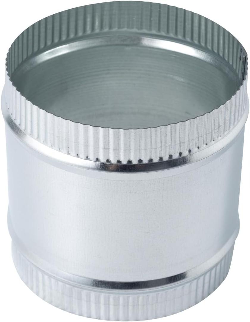 5 Inch Round Galvanized Steel Duct Connector - Metal Ventilation Pipe Coupler - Dryer Vent Hose Extension - HVAC Ducting Coupling for Straight Connection