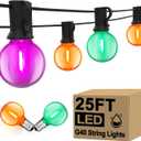 LED Outdoor String Lights 25Ft Orange Purple and Green Halloween Lights Outdoor with 27 Shatterproof LED Globe Bulbs, Connectable Halloween Decorations Lights for Home Patio Garden Christmas Party