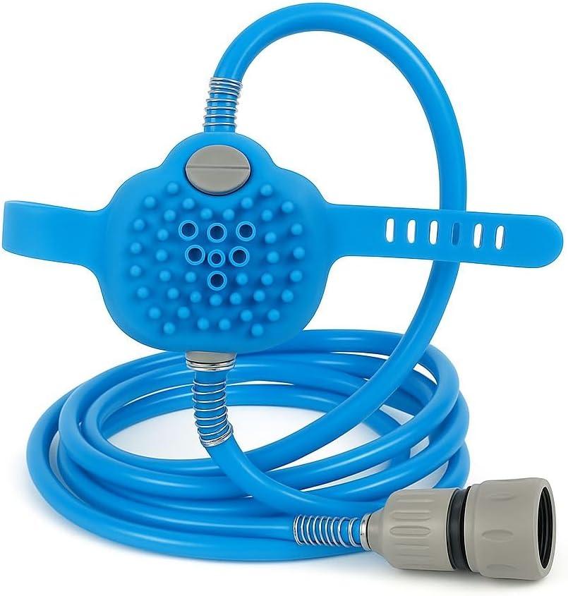 Dog Shower & Grooming Glove  2-in-1 Pet Bathing Tool with Hose & Faucet Adapters  Indoor/Outdoor Sprayer for Dogs & Cats