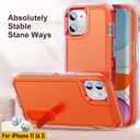 Case is Specially Designed for iPhone 11 6.1 Inch, Full Body Protection Heavy Duty Shock Absorbing 3 in 1 Silicone Rubber Built-in Stand with 2 Tempered Screen Protectors-Orange/Clear