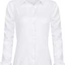 J.VER Womens Dress Shirts Long Sleeve Button Down Shirts Wrinkle-Free Solid Work Blouse (Medium, White)