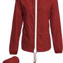Hount Women's Lightweight Hooded Raincoat Waterproof Packable Active Outdoor Rain Jacket (S-3XL) (Wine Red)