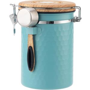 TEDSWAIT Coffee Canisters Airtight Coffee Bean Storage Container Kitchen Stainless Steel Food Storage Container with Scoop Date Tracker & CO2 Valve 61Fl Oz (Lake Blue)