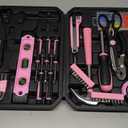 Amazon Basics Household Tool Kit With Storage Case, 142 Piece, Pink, 13.39 x 9.25 x 2.95 inch