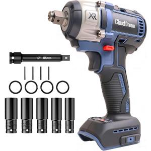 Cordless Impact Wrench Compatible with DeWalt Battery, 369FtLbs(500 N.M) 1/2" and1/4 Brushless Impact, High Torque Power Tool for Car/Truck/Rusted Bolts