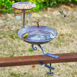 2 in 1 Bird Bath for Deck Railing and Balcony Bird Feeder, Bird Feeders for Outdoors with Heavy Duty Clamp, Unique Bird Bath for Outside and Blue Birdfeeder Suitable for Garden Porch Backyard 2 in 1 Bird Bath for Deck Railing and Balcony Bird Feeder, Bird Feeders for Outdoors with Heavy Duty Clamp, Unique Bird Bath for Outside and Blue Birdfeeder Suitable for Garden Porch Backyard