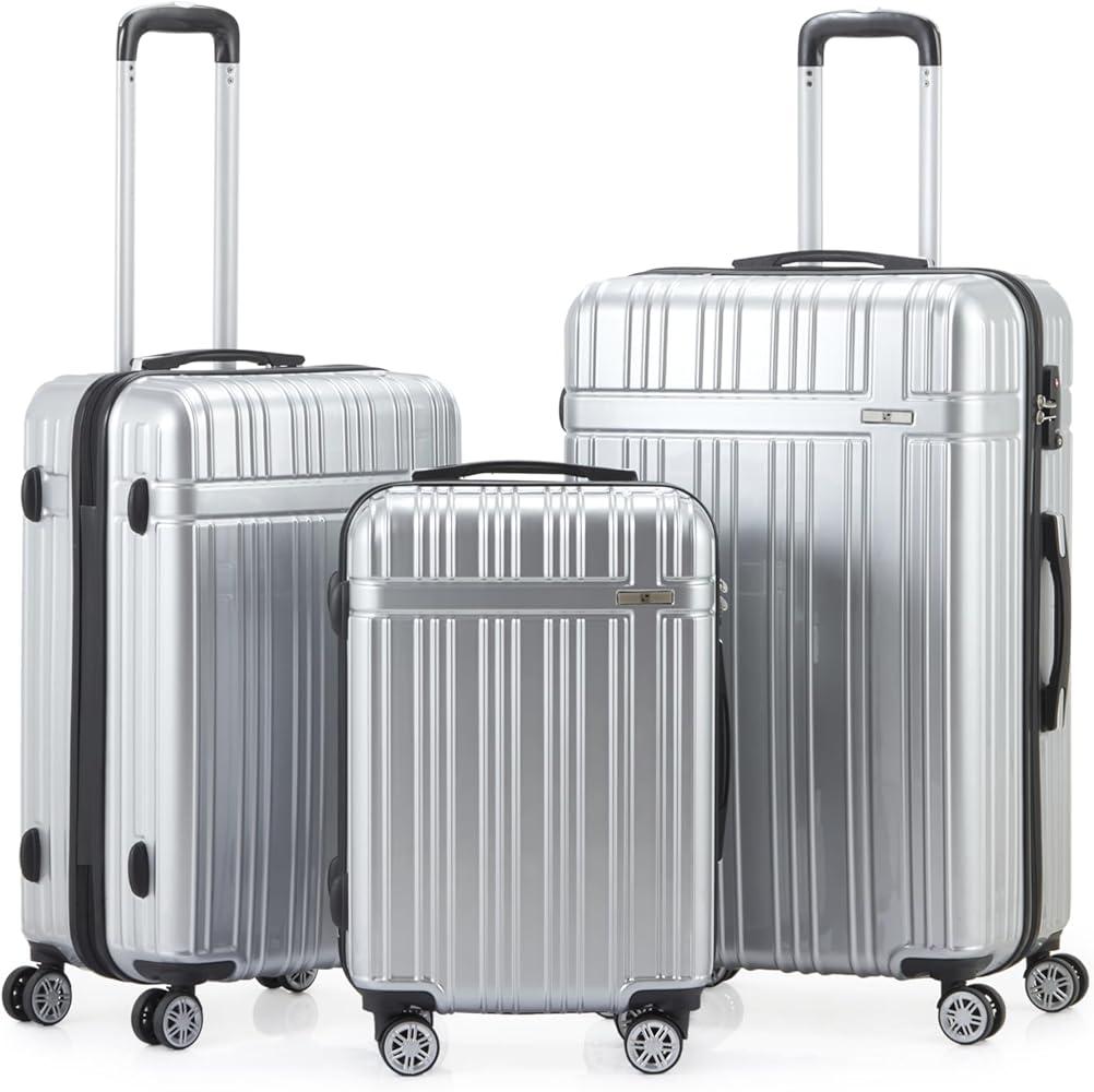 Silver 3pc Luggage Set 20in 24in and 28in