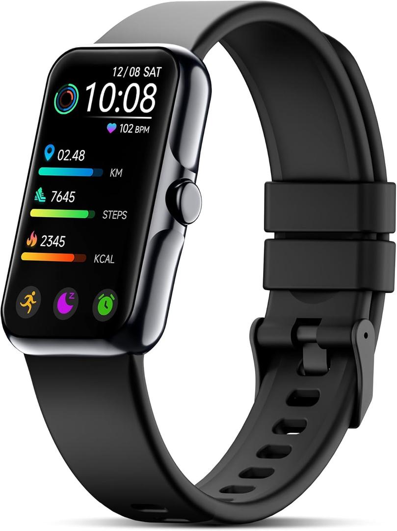 Health Fitness Tracker, Smart Watch with 24/7 Heart Rate and Blood Oxygen Monitor, Sleep Tracker with IP68 Waterproof, Activity Tracker Pedometer Step Counter for Women Men (Deep Black)