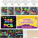 FUNNYB&G Rainbow Scratch Art Party Favors for Kids288 PCS Scratch Paper Art Craft Kit Girls Boys Back To School Gifts for Kids Students Bulk Birthday Classroom Prizes Goodie Bags Stuffers Mini Notes