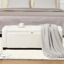 Chilihom Ottoman Bench with Storage for Living Room，Large Upholstered Ottoman Foot Rest with Seating for Bedroom End of Bed，Entryway Shoe Bench，Linen Beige