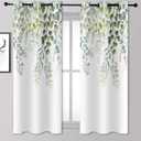 BSPPTI Eucalyptus Curtains, Weeping Green Succulent Plant Flower Room Darkening Thermal Insulated Polyester Fabric, Grommets Window Drapes for Living, Dining, 42"x 63", 2 Panels CLLSSP1550