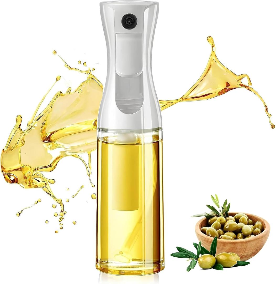 Glass Oil Sprayer for Cooking - Olive Oil Mister Spray Bottle - 6.7 fl.oz - Air Fryer Accessories - Refillable Dispenser for Kitchen