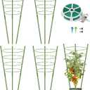 4 Pack Garden Plant Support Tomato Cage, Upgrade 36'' Trellis for Climbing Plants, Plant Trellis Kits with 4 Self Watering Spikes and 20 Plant Clips (36'') (Upcage-4T-23)