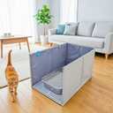 Extra Large Cat Litter Box Enclosure, Open Top High Sided Splash Guard, Waterproof Shield for Cat Litter Boxes (3-Walls Enclosure)