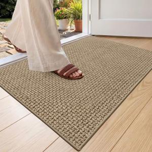 Color&Geometry Ultra-Thin Indoor Door Mat Entrance, 32"x48" Linen
