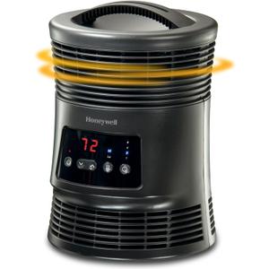 Honeywell HHF370B 360 Degree Surround Fan Forced Heater with Surround Heat Output Charcoal Grey Energy Efficient Portable Heater with Adjustable Thermostat & 2 Heat Settings, Black
