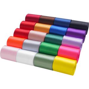 LIUYAXI 20 Colors 100 Yard Satin Ribbon Fabric Ribbon Assorted Ribbon Rolls, 2 Inch Wide 5 Yard/Roll, Rinbow Ribbons Perfect for Gift Wrapping, Crafts, Hair Bows, Wedding Party Decor,Flower Bouquet (Multicolored)