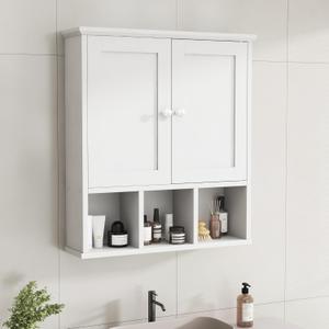 Shintenchi Bathroom Wall Cabinet with Door, Storage Organizer Over The Toilet Medicine, Space Saving with Adjustable & Open Shelf, White Shintenchi Bathroom Wall Cabinet with Door, Storage Organizer Over The Toilet Medicine, Space Saving with Adjustable & Open Shelf, White