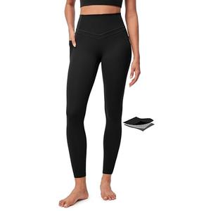 IUGA Compression Leggings with Pockets for Women Tummy Control Leggings No Front Seam Workout High Waist Yoga Pants,Black xs