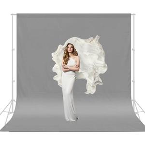 10x12ft Backdrop for Photography, Pure Polyester Grey Photo Booth Backdrop Collapsible Screen Curtain for Photoshoot, Party and Video