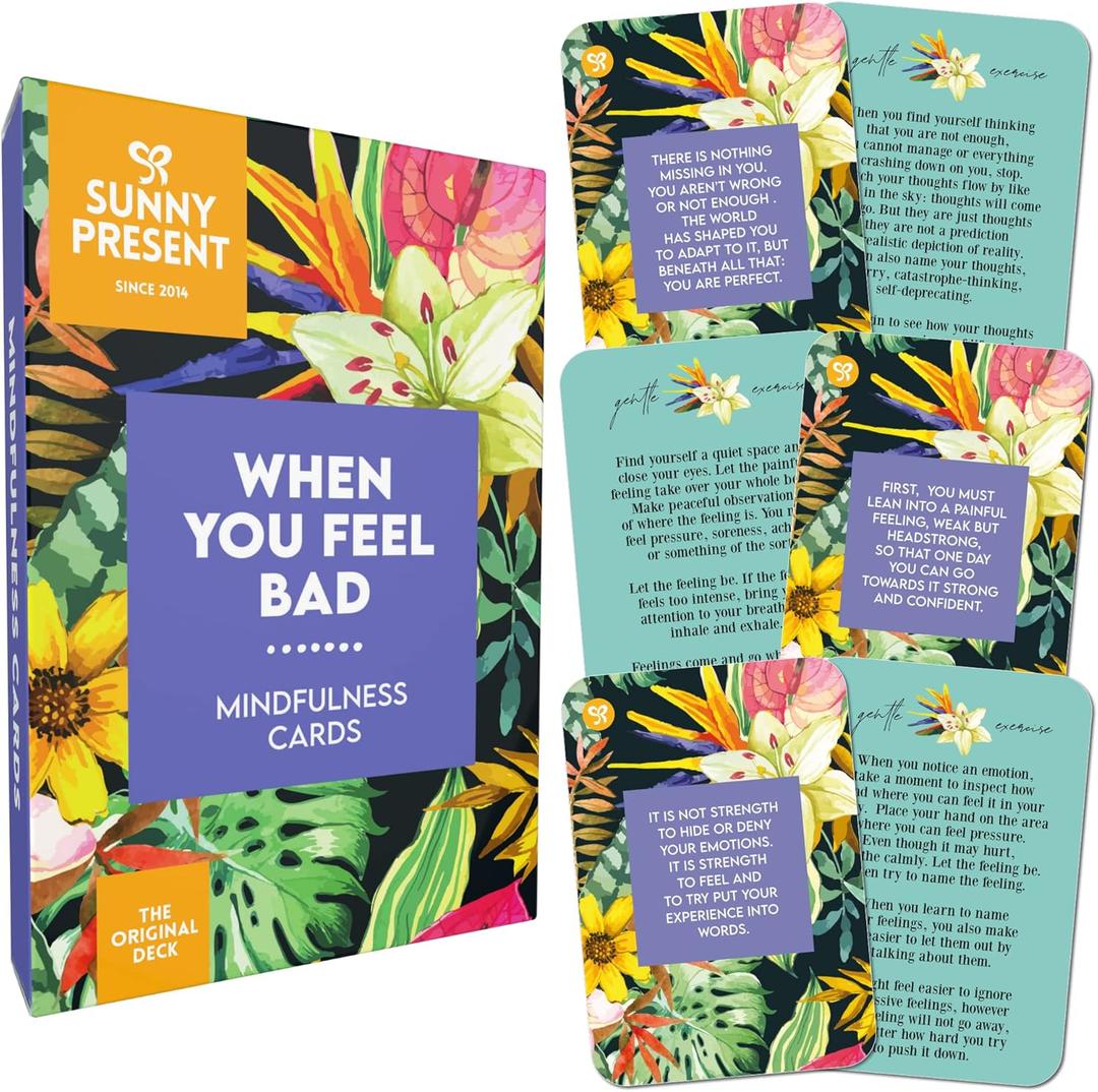 2 x Sunny Present - When You Feel Bad - 44 Double-Sided Mindfulness Cards with Positive Affirmations, Daily Well-Being Tool