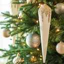 KI Store 4pcs Extra Large Christmas Icicles White 12-Inch Christmas Tree Decorative Hanging Ornaments for Xmas Tree Decor