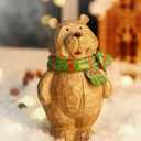 Wooden Bear Christmas Decorations for Home, Resin Bear Figurines Decor Perfect for for Xmas, Holiday, Winter Wonderland Party Decoration Ornament Supplies (6.5" H)