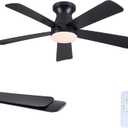 46" Low Profile Ceiling Fans with Lights and Remote, Black Indoor Ceiling Fan Light with Quiet Reversible DC Motor,Modern Flush Mount Ceiling Fans with Dimmable LED for Bedroom Kitchen