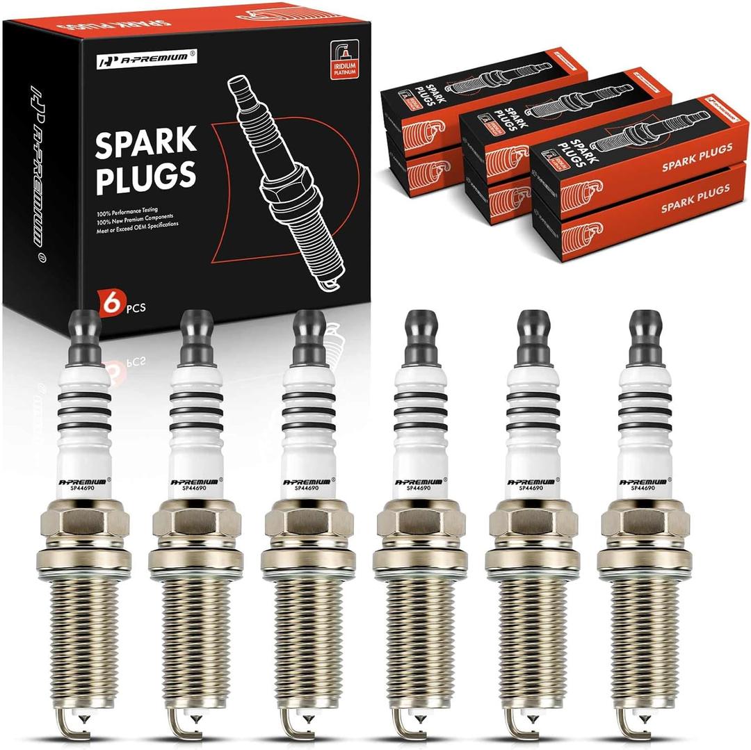 A-Premium 4469 Iridium Platinum Spark Plugs (Pack of 6) Compatible with Nissan, Kia, Toyota Cars - Altima, Optima, Tundra, Santa Fe, 4Runner, Murano, Pathfinder, Maxima, Xterra, 2.7L-4.0L, 2001-2021