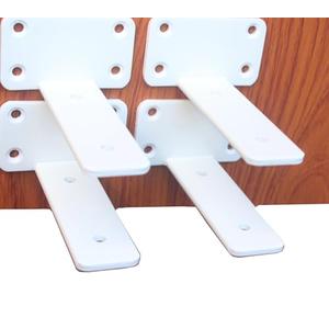 4 Pack - 6 inch White Hidden L Shelf Bracket (1/5 Inch Thicked) Iron Floating Shelf Brackets Rustic Industrial Metal Brackets for Shelf Support
