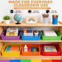 12 Pack Classroom Storage Baskets, Plastic Paper Trays for Desk Organization, Turn-in Trays for Teachers and Students, Stackable Organizer Bins for School Office-Bright Color