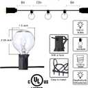 Abeja Outdoor String Light 100 Ft G40 Patio Lights with 105 Edison Glass Bulbs E12 Socket Base (5 Spare) Globe Clear Hanging Lights for Backyard Balcony Deck Party Decor, Not Connectable, Black
