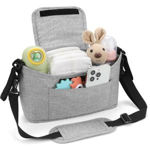 Accmor Universal Stroller Organizer, Stroller Bag Caddy Organizer, Stroller Organizer Accessories for Uppababy, Baby Jogger, Nuna, Doona, Britax Strollers (Grey)
