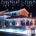 JMEXSUSS 400 LED White Christmas Icicle Lights, 38.8ft Connectable Icicle Lights for Outside Outdoor Indoor Plug in, String Light for House Patio Party Room Holiday Christmas Decorations