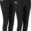 Fengbay 2 Pack High Waist Yoga Pants with Pockets, Tummy Control Workout Running Yoga Leggings for Women (Medium, Black & Black)