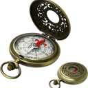 Antique Brass Compass - Waterproof Survival Compass for Hiking & Camping, Vintage Military Gift with Keychain (Kids & Outdoor)