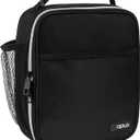opux Premium Insulated Lunch Box, Soft School Lunch Bag for Kids Boys Girls, Leakproof Small Lunch Pail Men Women Work, Reusable Compact Cooler Tote Lunchbox for Office Adult, Black