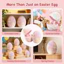 2 x Decorative Easter Egg with Raffia Grass and Card, Plush Fabric Tabletop Home Dcor, Openable Design for Spring Seasonal Display, 8.27 Inch (2)