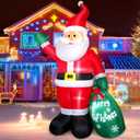 8 FT Christmas Inflatable Santa Claus Outdoor Decoration for Yard, Blow up Santa Decor with Big Gift Bag, Built-in LED Lights for Garden Patio Lawn Home Indoor Winter Holiday Party, IP44 Weatherproof